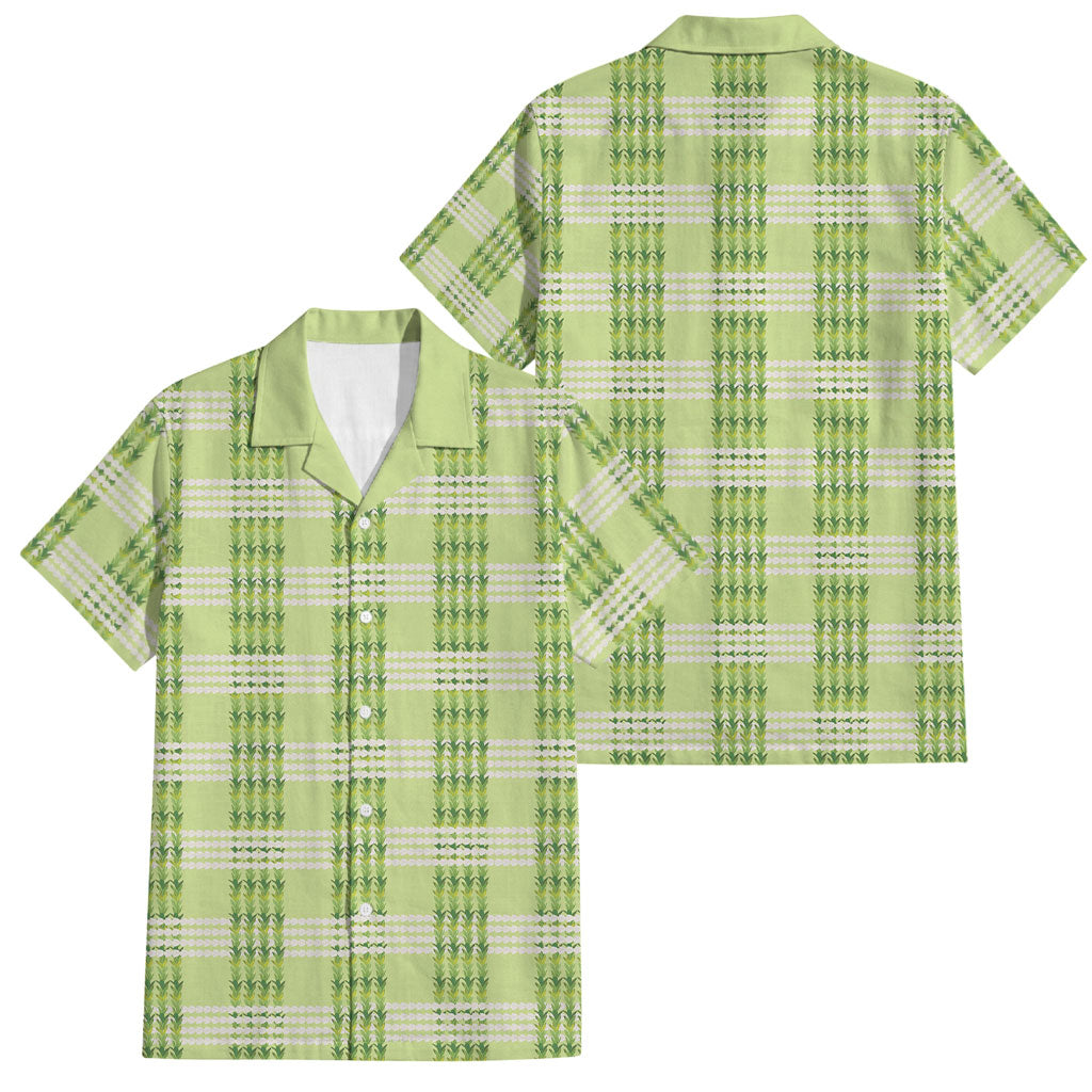 Aloha Hawaii Pakalana Pikake Lei Family Matching Long Sleeve Bodycon Dress and Hawaiian Shirt Palaka Inspired Hawaiian-plaid Pastel Green