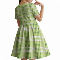 Aloha Hawaii Pakalana Pikake Lei Kid Short Sleeve Dress Palaka Inspired Hawaiian-plaid Pastel Green