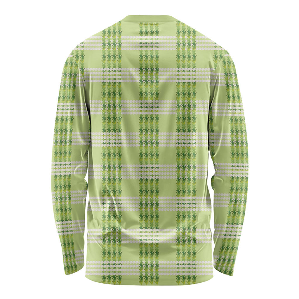 Aloha Hawaii Pakalana Pikake Lei Long Sleeve Shirt Palaka Inspired Hawaiian-plaid Pastel Green