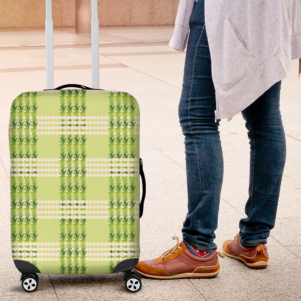 Aloha Hawaii Pakalana Pikake Lei Luggage Cover Palaka Inspired Hawaiian-plaid Pastel Green