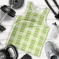 Aloha Hawaii Pakalana Pikake Lei Men Tank Top Palaka Inspired Hawaiian-plaid Pastel Green
