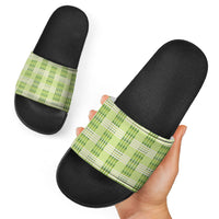 Aloha Hawaii Pakalana Pikake Lei Slide Sandals Palaka Inspired Hawaiian-plaid Pastel Green