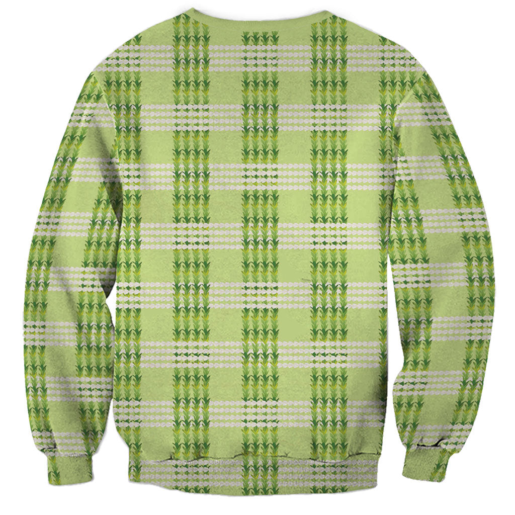 Aloha Hawaii Pakalana Pikake Lei Sweatshirt Palaka Inspired Hawaiian-plaid Pastel Green