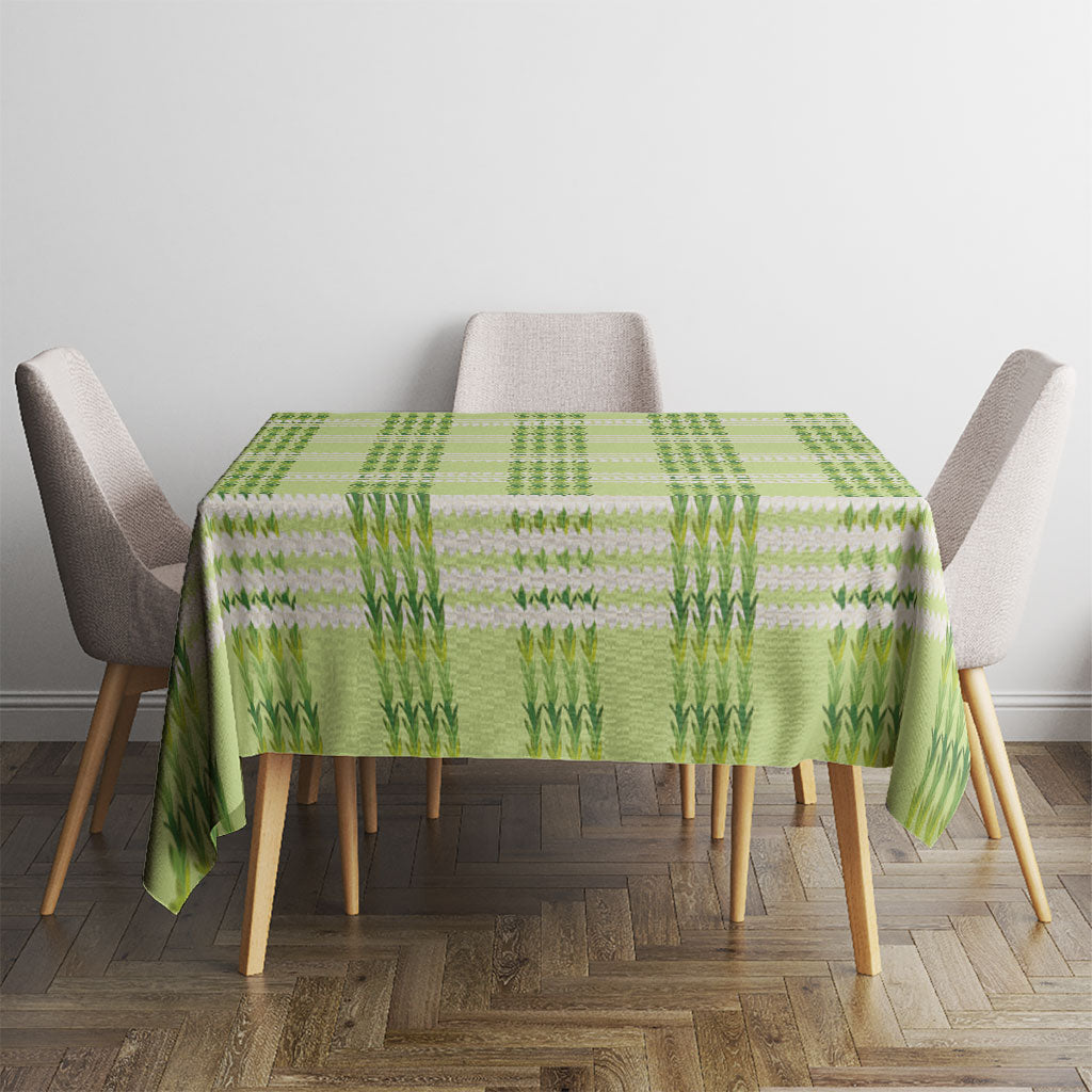 Aloha Hawaii Pakalana Pikake Lei Tablecloth Palaka Inspired Hawaiian-plaid Pastel Green