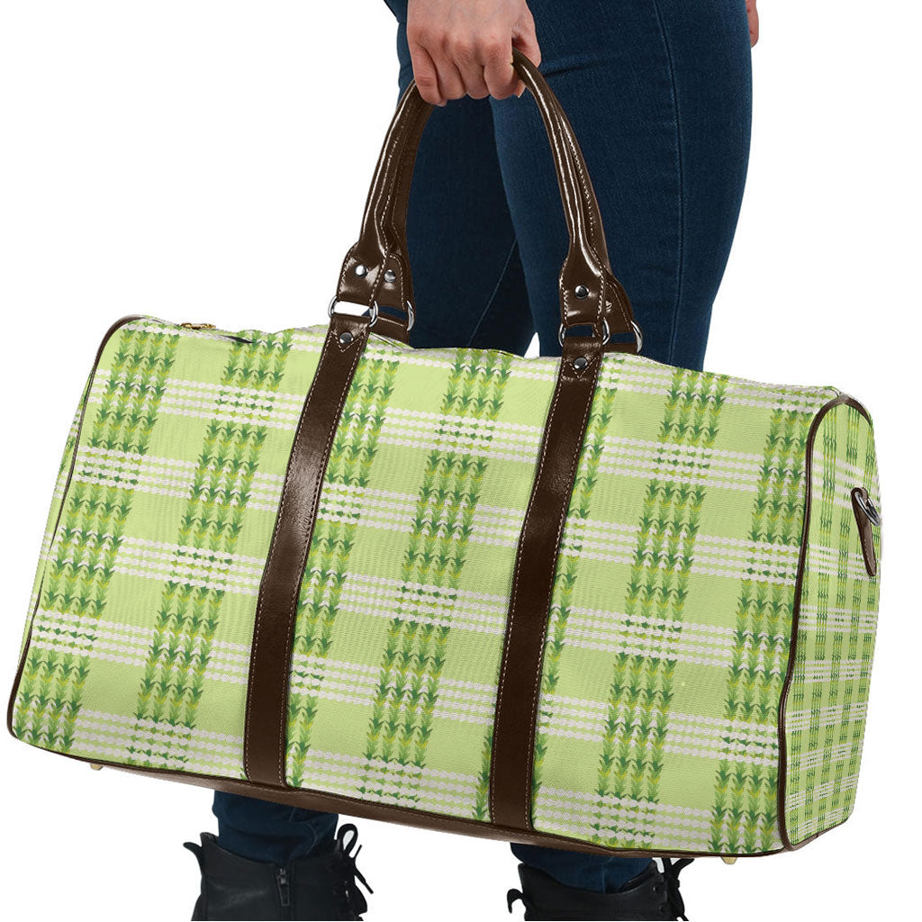 Aloha Hawaii Pakalana Pikake Lei Travel Bag Palaka Inspired Hawaiian-plaid Pastel Green