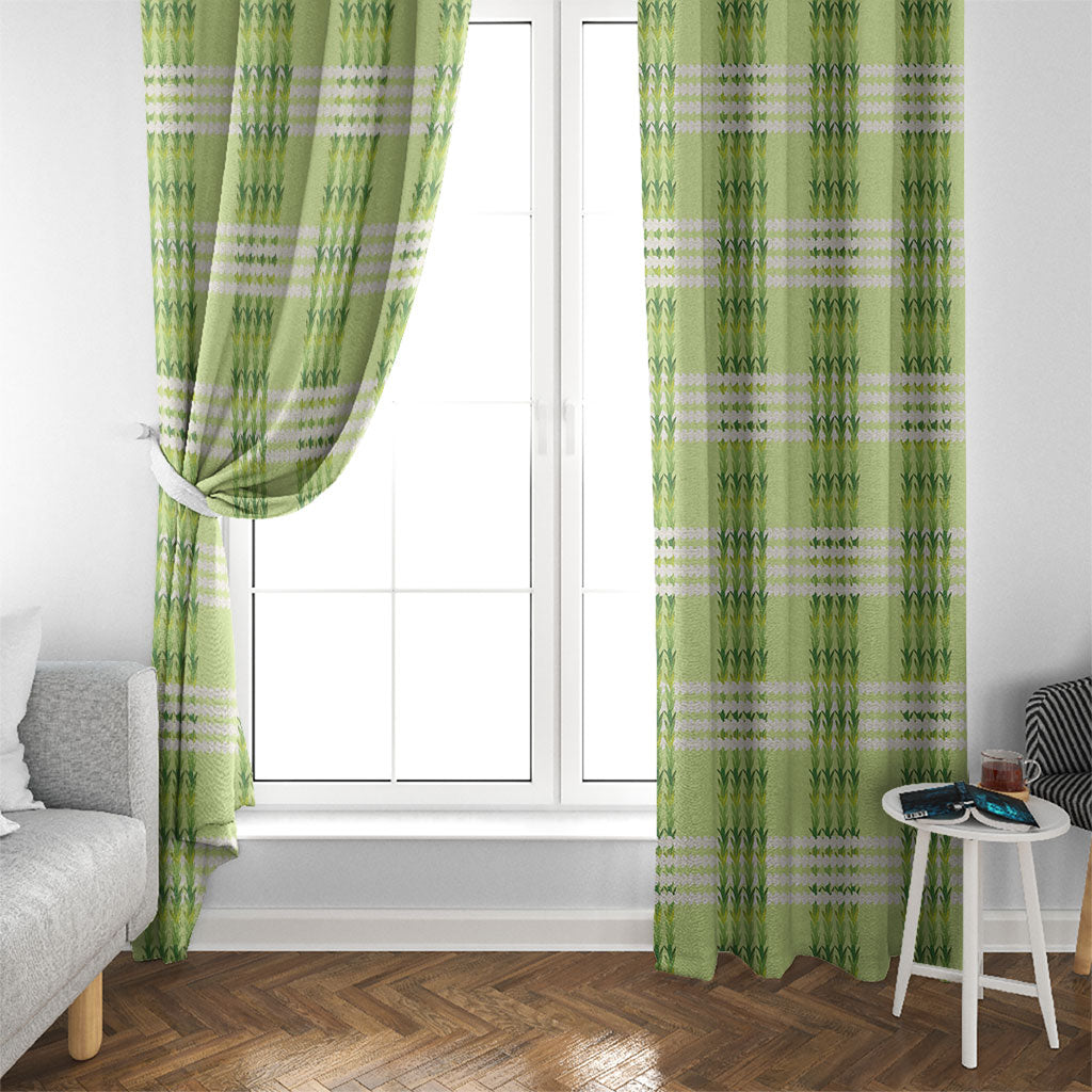 Aloha Hawaii Pakalana Pikake Lei Window Curtain Palaka Inspired Hawaiian-plaid Pastel Green
