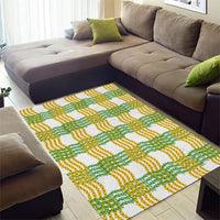 Aloha Hawaii Ilima Maile Lei Area Rug Palaka Inspired Hawaiian-plaid White