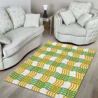 Aloha Hawaii Ilima Maile Lei Area Rug Palaka Inspired Hawaiian-plaid White