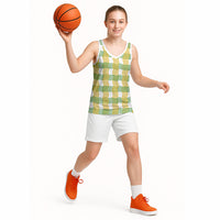 Aloha Hawaii Ilima Maile Lei Basketball Jersey Palaka Inspired Hawaiian-plaid White