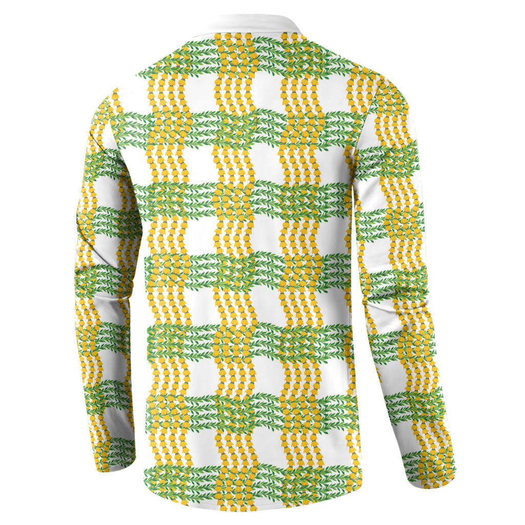 Aloha Hawaii Ilima Maile Lei Button Sweatshirt Palaka Inspired Hawaiian-plaid White