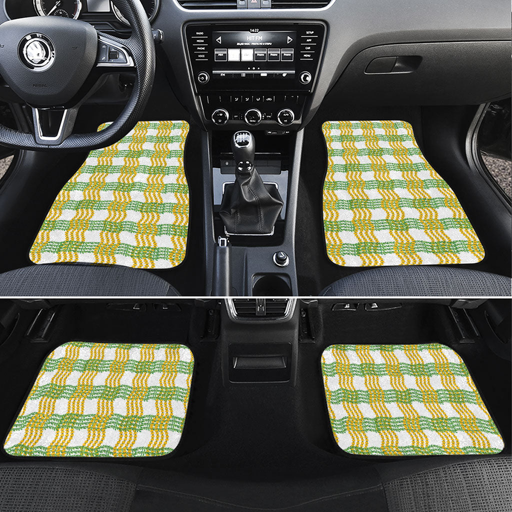 Aloha Hawaii Ilima Maile Lei Car Mats Palaka Inspired Hawaiian-plaid White LT14 Set 4pcs White - Polynesian Pride