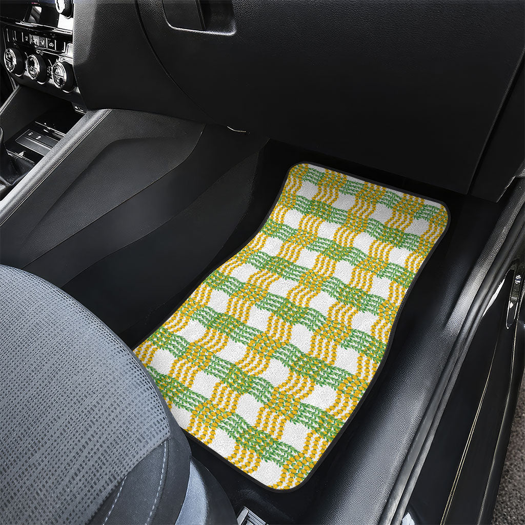 Aloha Hawaii Ilima Maile Lei Car Mats Palaka Inspired Hawaiian-plaid White