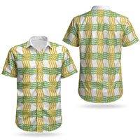 Aloha Hawaii Ilima Maile Lei Couples Matching Puletasi and Hawaiian Shirt Palaka Inspired Hawaiian-plaid White