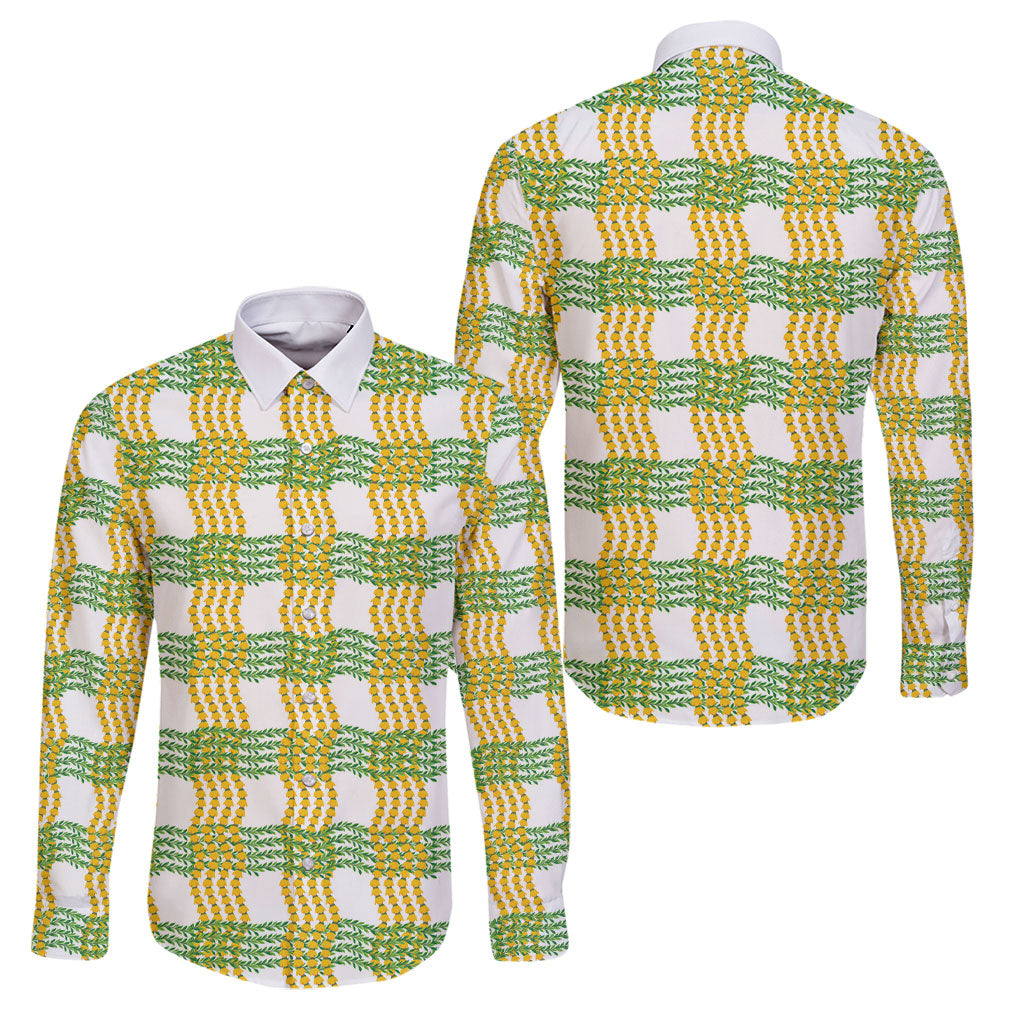 Aloha Hawaii Ilima Maile Lei Family Matching Puletasi and Hawaiian Shirt Palaka Inspired Hawaiian-plaid White