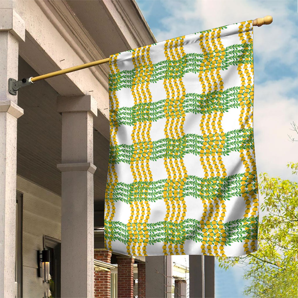 Aloha Hawaii Ilima Maile Lei Garden Flag Palaka Inspired Hawaiian-plaid White LT14 House Flag White - Polynesian Pride