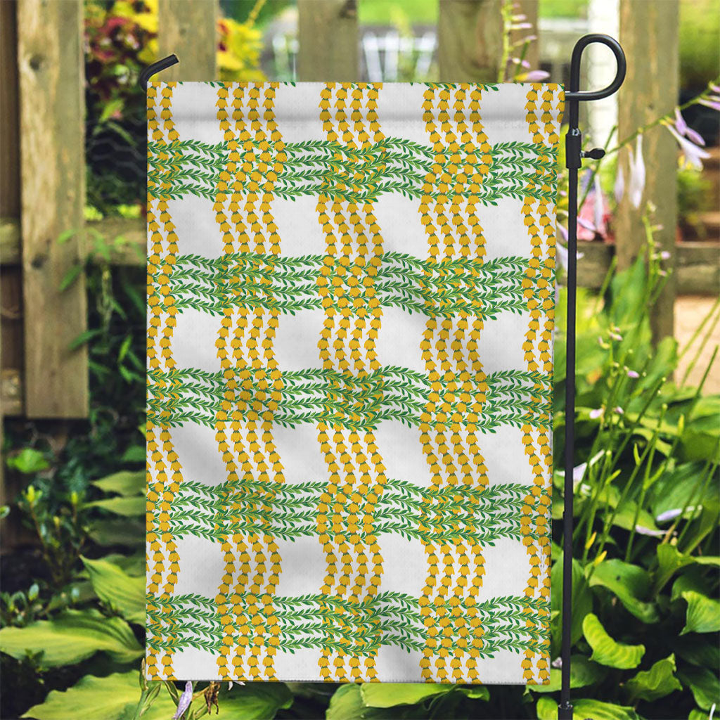 Aloha Hawaii Ilima Maile Lei Garden Flag Palaka Inspired Hawaiian-plaid White LT14 Garden Flag White - Polynesian Pride