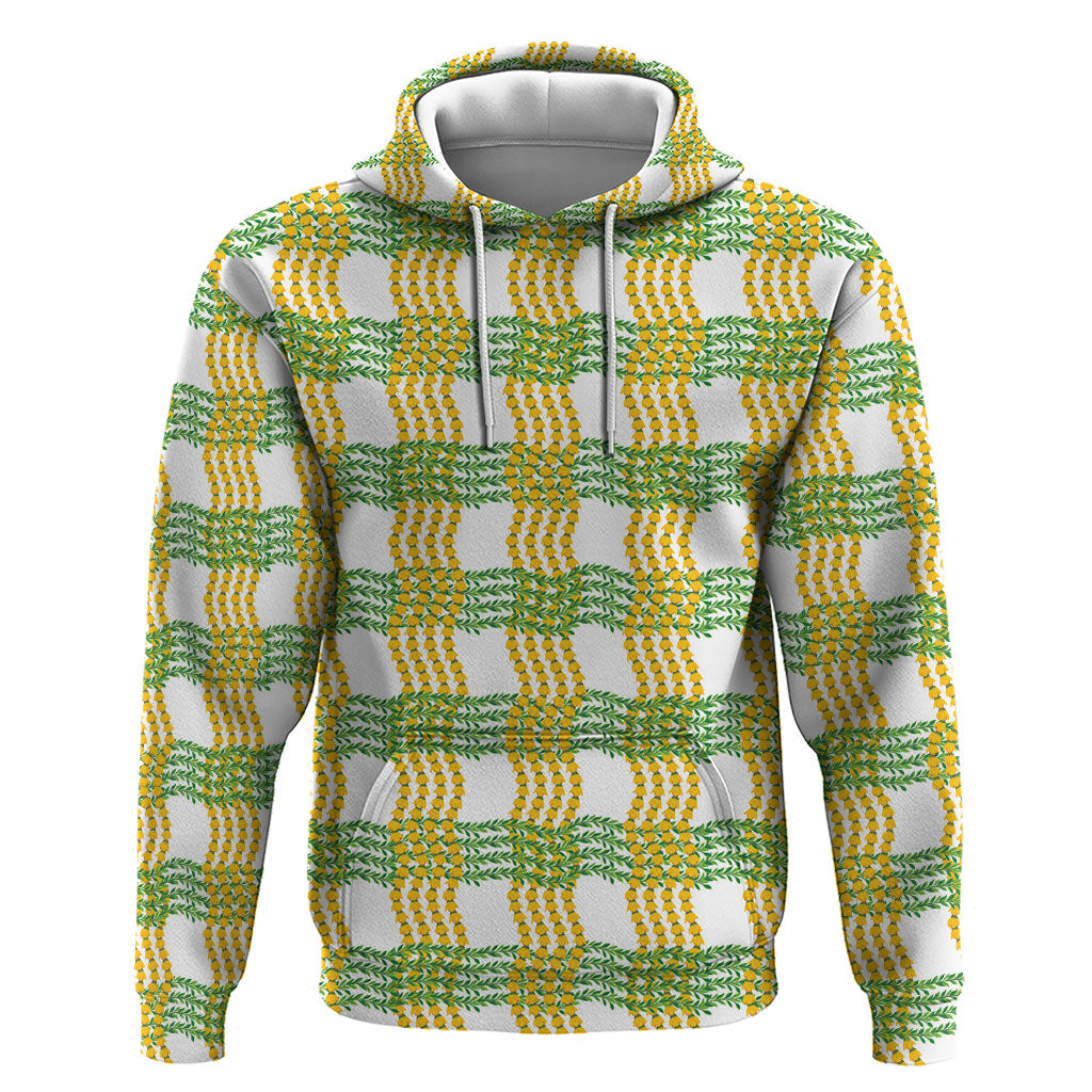 Aloha Hawaii Ilima Maile Lei Hoodie Palaka Inspired Hawaiian-plaid White LT14 Pullover Hoodie White - Polynesian Pride
