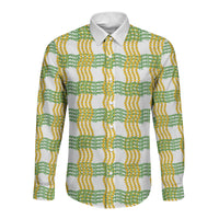 Aloha Hawaii Ilima Maile Lei Long Sleeve Button Shirt Palaka Inspired Hawaiian-plaid White LT14 Unisex White - Polynesian Pride