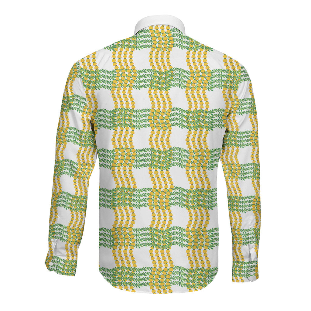 Aloha Hawaii Ilima Maile Lei Long Sleeve Button Shirt Palaka Inspired Hawaiian-plaid White LT14 - Polynesian Pride