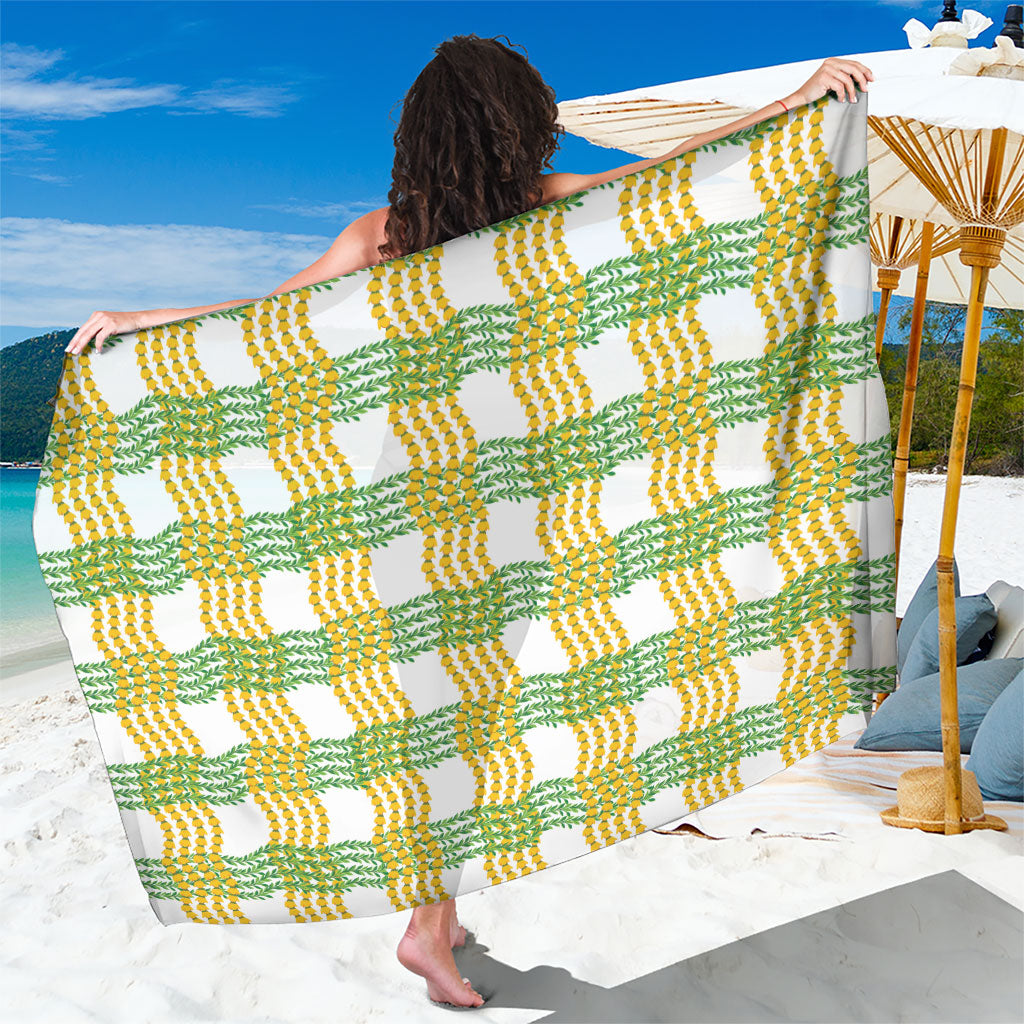 Aloha Hawaii Ilima Maile Lei Sarong Palaka Inspired Hawaiian-plaid White LT14 One Size 44 x 66 inches White - Polynesian Pride