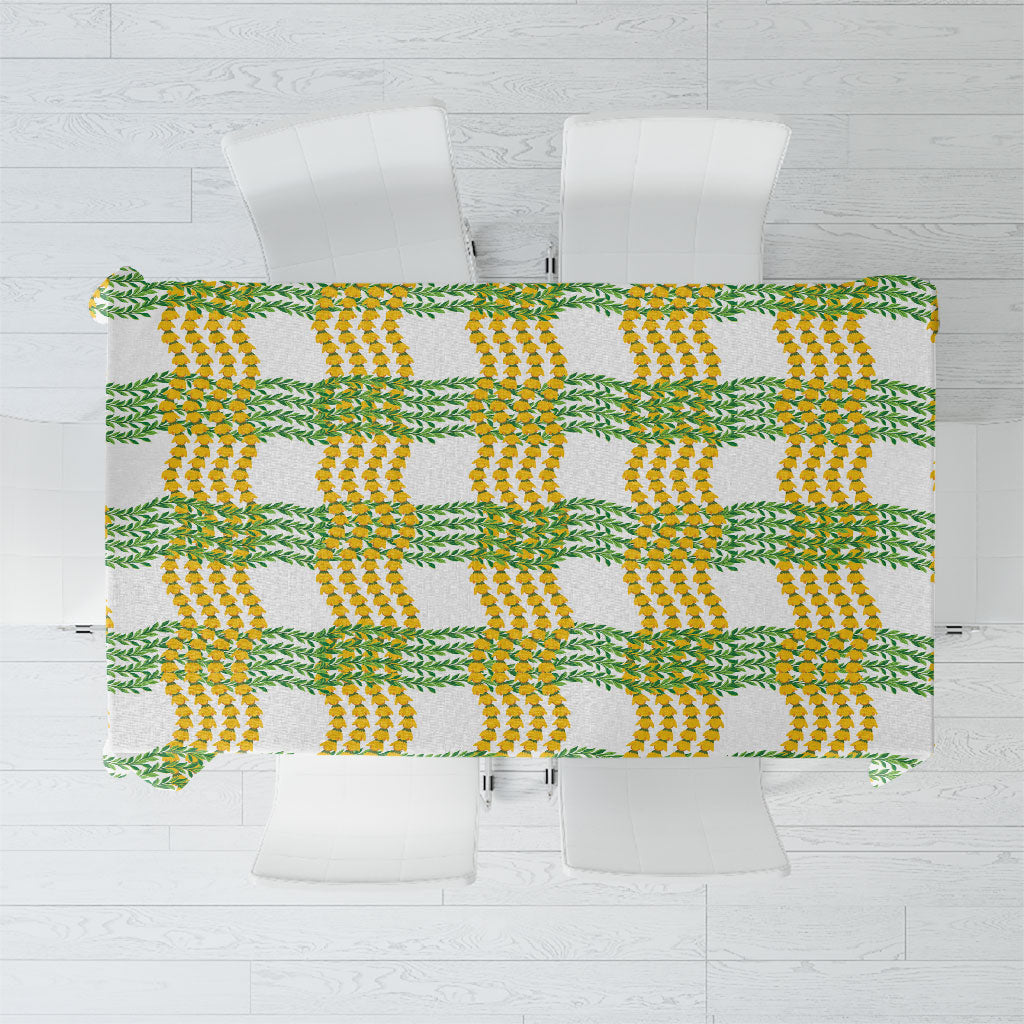 Aloha Hawaii Ilima Maile Lei Tablecloth Palaka Inspired Hawaiian-plaid White LT14 White - Polynesian Pride