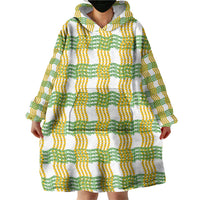Aloha Hawaii Ilima Maile Lei Wearable Blanket Hoodie Palaka Inspired Hawaiian-plaid White
