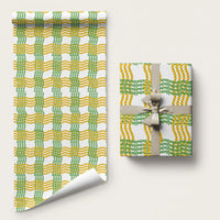 Aloha Hawaii Ilima Maile Lei Wrapping Paper Palaka Inspired Hawaiian-plaid White