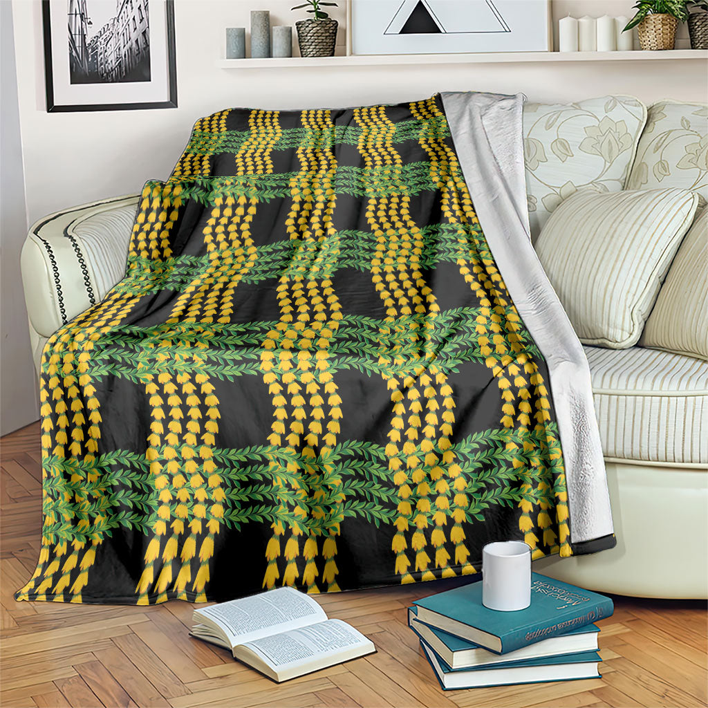 Aloha Hawaii Ilima Maile Lei Blanket Palaka Inspired Hawaiian-plaid Black LT14 Black - Polynesian Pride
