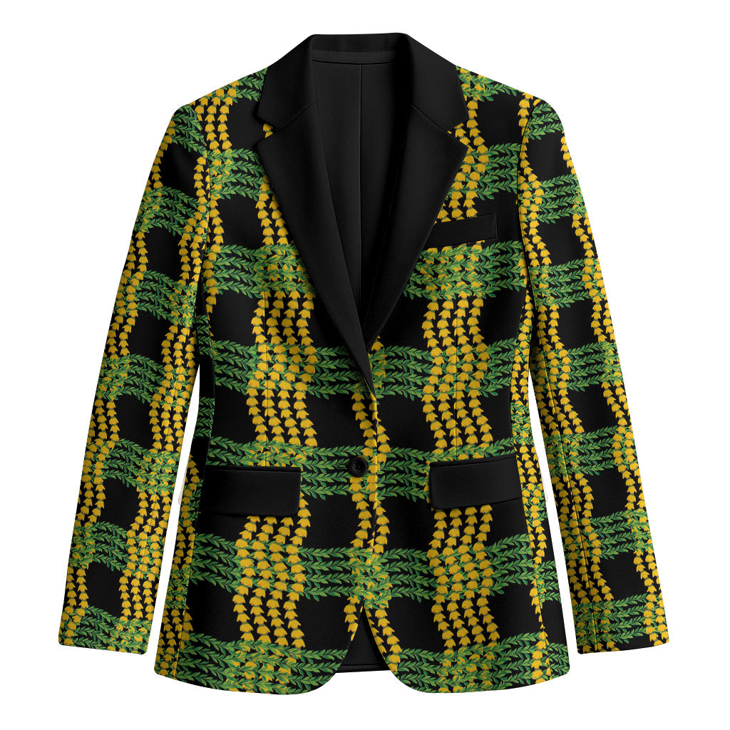 Aloha Hawaii Ilima Maile Lei Blazer Palaka Inspired Hawaiian-plaid Black