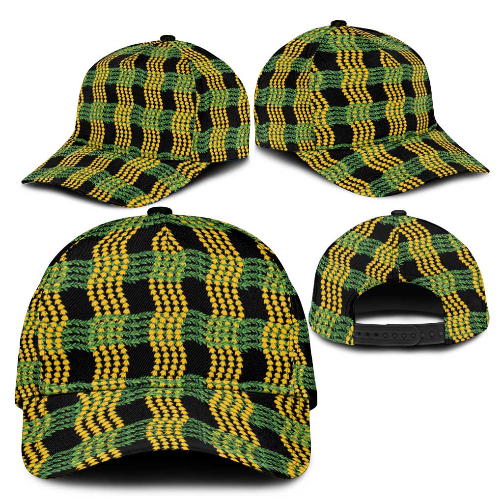 Aloha Hawaii Ilima Maile Lei Classic Cap Palaka Inspired Hawaiian-plaid Black