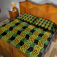 Aloha Hawaii Ilima Maile Lei Quilt Bed Set Palaka Inspired Hawaiian-plaid Black