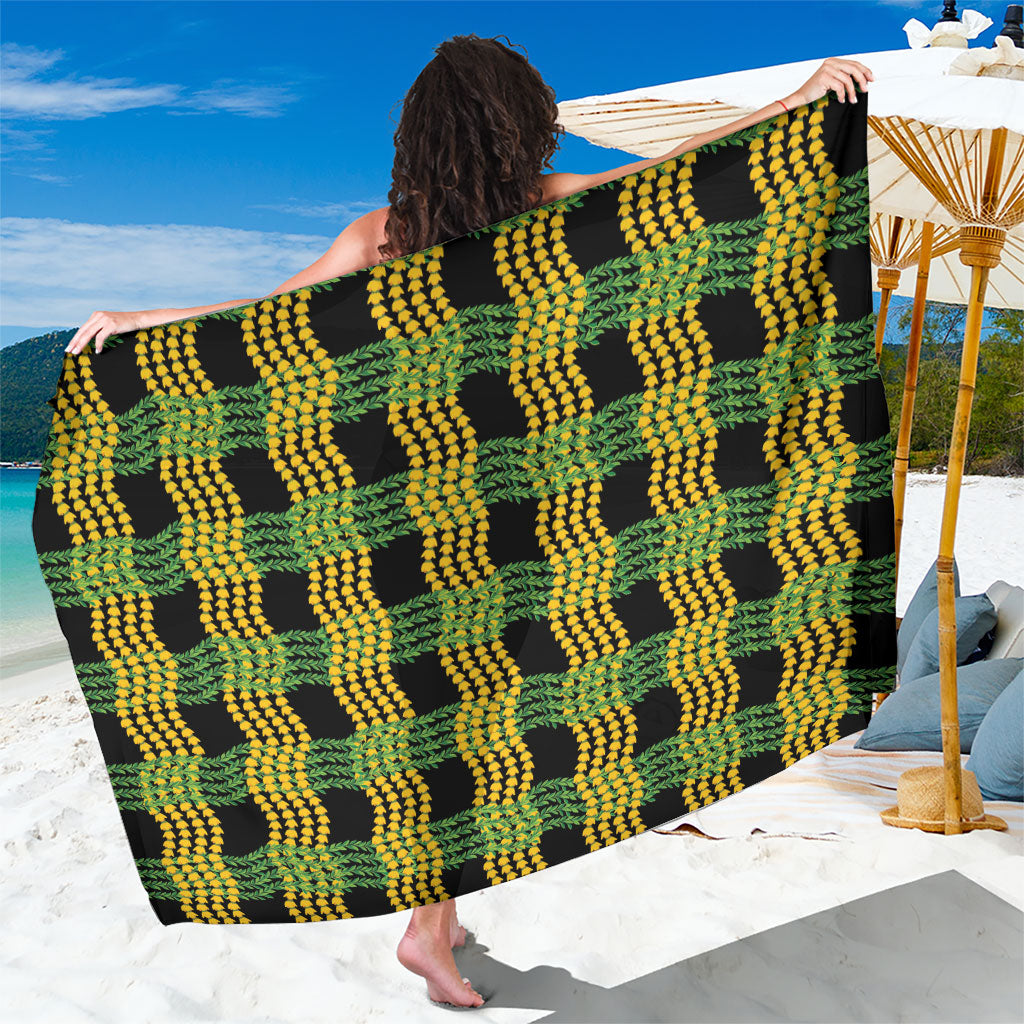 Aloha Hawaii Ilima Maile Lei Sarong Palaka Inspired Hawaiian-plaid Black LT14 One Size 44 x 66 inches Black - Polynesian Pride