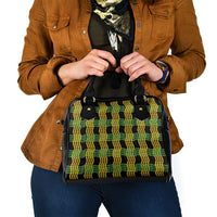 Aloha Hawaii Ilima Maile Lei Shoulder Handbag Palaka Inspired Hawaiian-plaid Black
