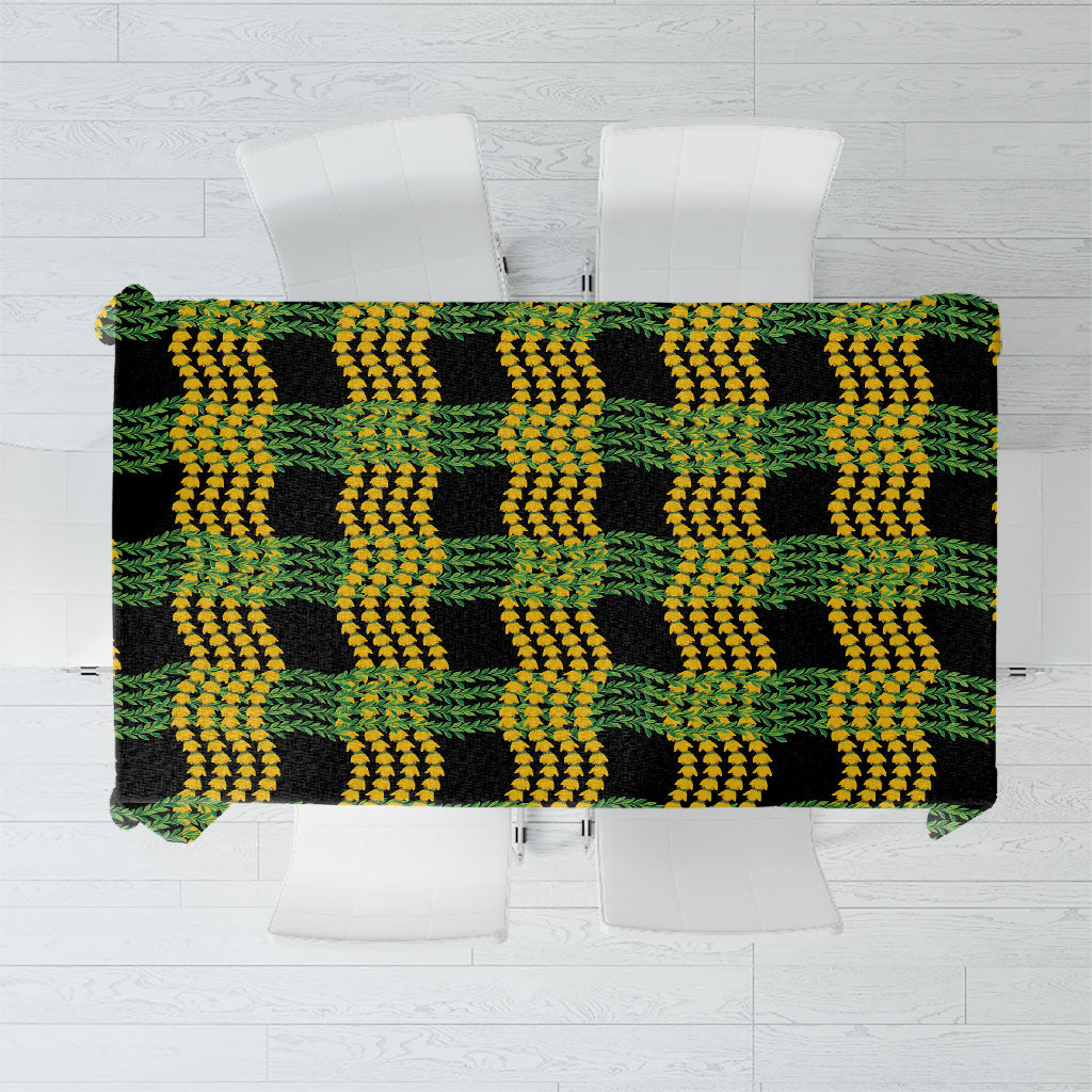 Aloha Hawaii Ilima Maile Lei Tablecloth Palaka Inspired Hawaiian-plaid Black LT14 Black - Polynesian Pride