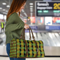 Aloha Hawaii Ilima Maile Lei Travel Bag Palaka Inspired Hawaiian-plaid Black