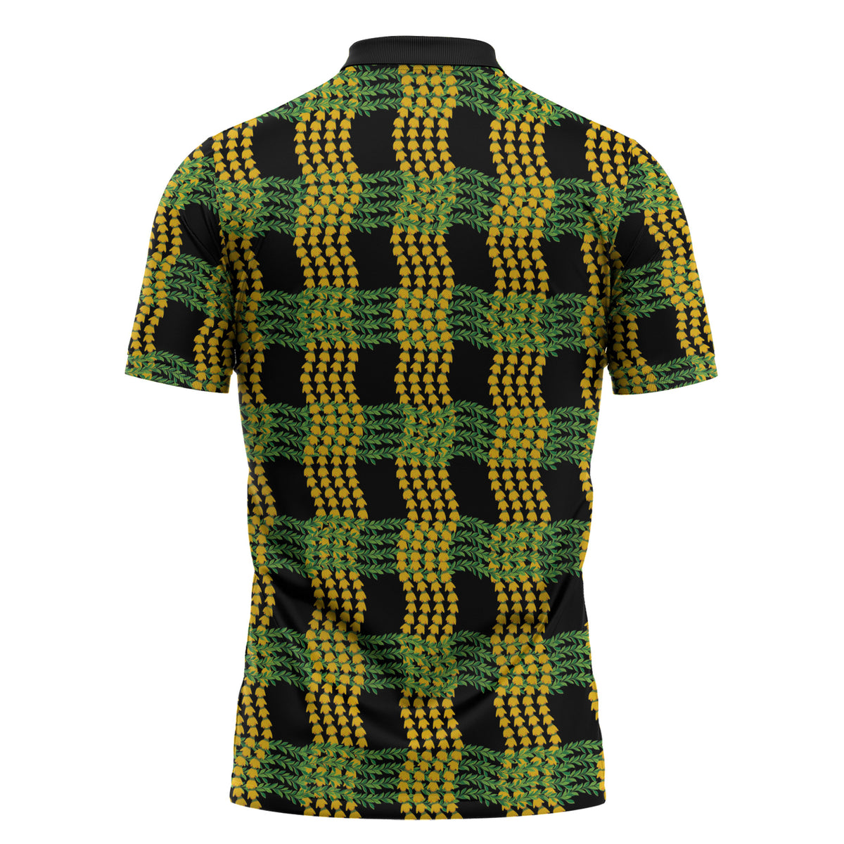 Aloha Hawaii Ilima Maile Lei Zipper Polo Shirt Palaka Inspired Hawaiian-plaid Black