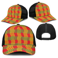 Aloha Hawaii Ilima Maile Lei Baseball Net Cap Palaka Inspired Hawaiian-plaid Red
