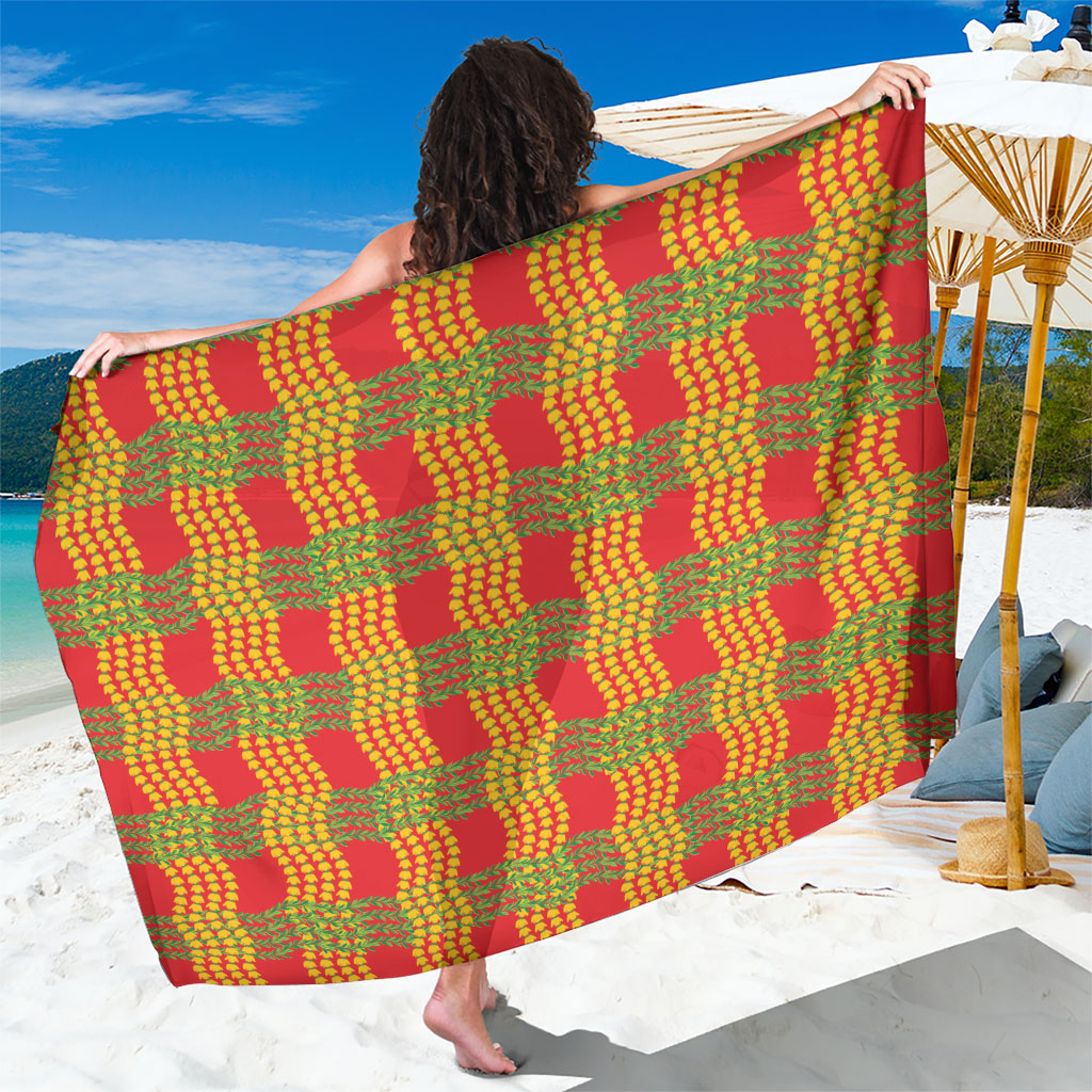 Aloha Hawaii Ilima Maile Lei Sarong Palaka Inspired Hawaiian-plaid Red LT14 One Size 44 x 66 inches Red - Polynesian Pride