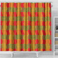 Aloha Hawaii Ilima Maile Lei Shower Curtain Palaka Inspired Hawaiian-plaid Red