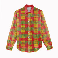 Aloha Hawaii Ilima Maile Lei Women Casual Shirt Palaka Inspired Hawaiian-plaid Red LT14 - Polynesian Pride