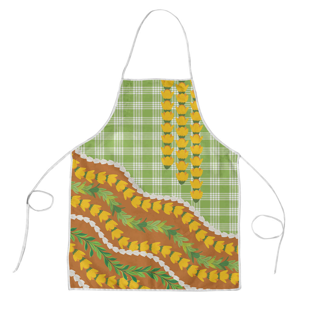 Hawaii Leis Palaka Motifs Apron Pikake Pakalana Maile Ilima Kakau Style LT14 Multicolor - Polynesian Pride