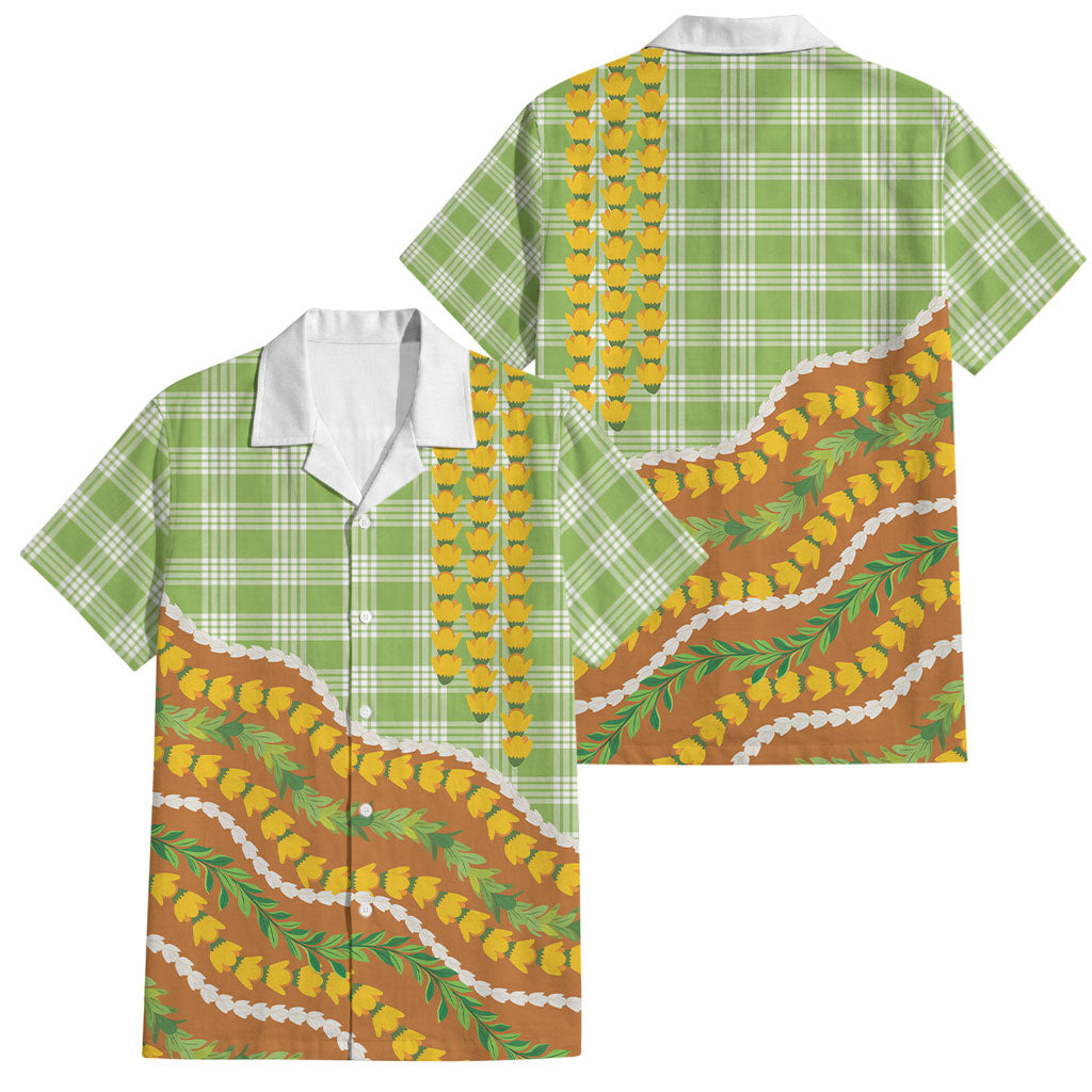 Hawaii Leis Palaka Motifs Family Matching Long Sleeve Bodycon Dress and Hawaiian Shirt Pikake Pakalana Maile Ilima Kakau Style