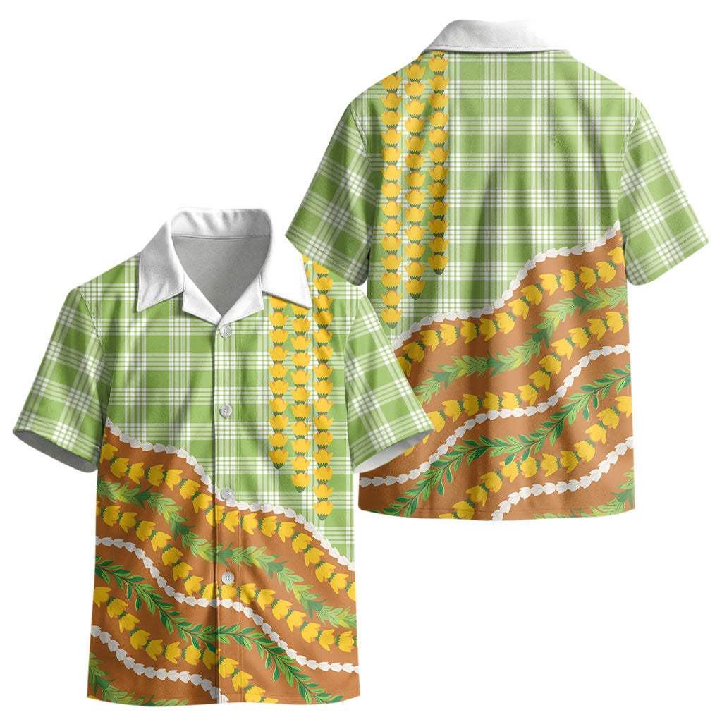 Hawaii Leis Palaka Motifs Kid Hawaiian Shirt Pikake Pakalana Maile Ilima Kakau Style