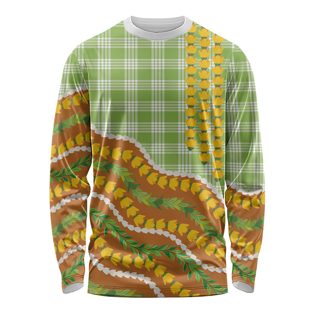 Hawaii Leis Palaka Motifs Long Sleeve Shirt Pikake Pakalana Maile Ilima Kakau Style LT14 Unisex Multicolor - Polynesian Pride