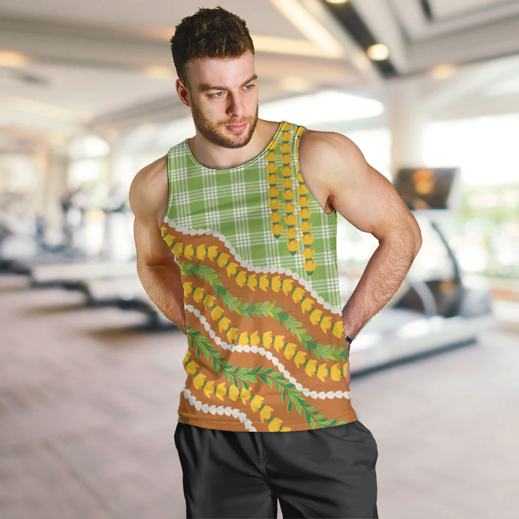Hawaii Leis Palaka Motifs Men Tank Top Pikake Pakalana Maile Ilima Kakau Style LT14 Multicolor - Polynesian Pride