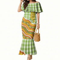 Hawaii Leis Palaka Motifs Mermaid Dress Pikake Pakalana Maile Ilima Kakau Style