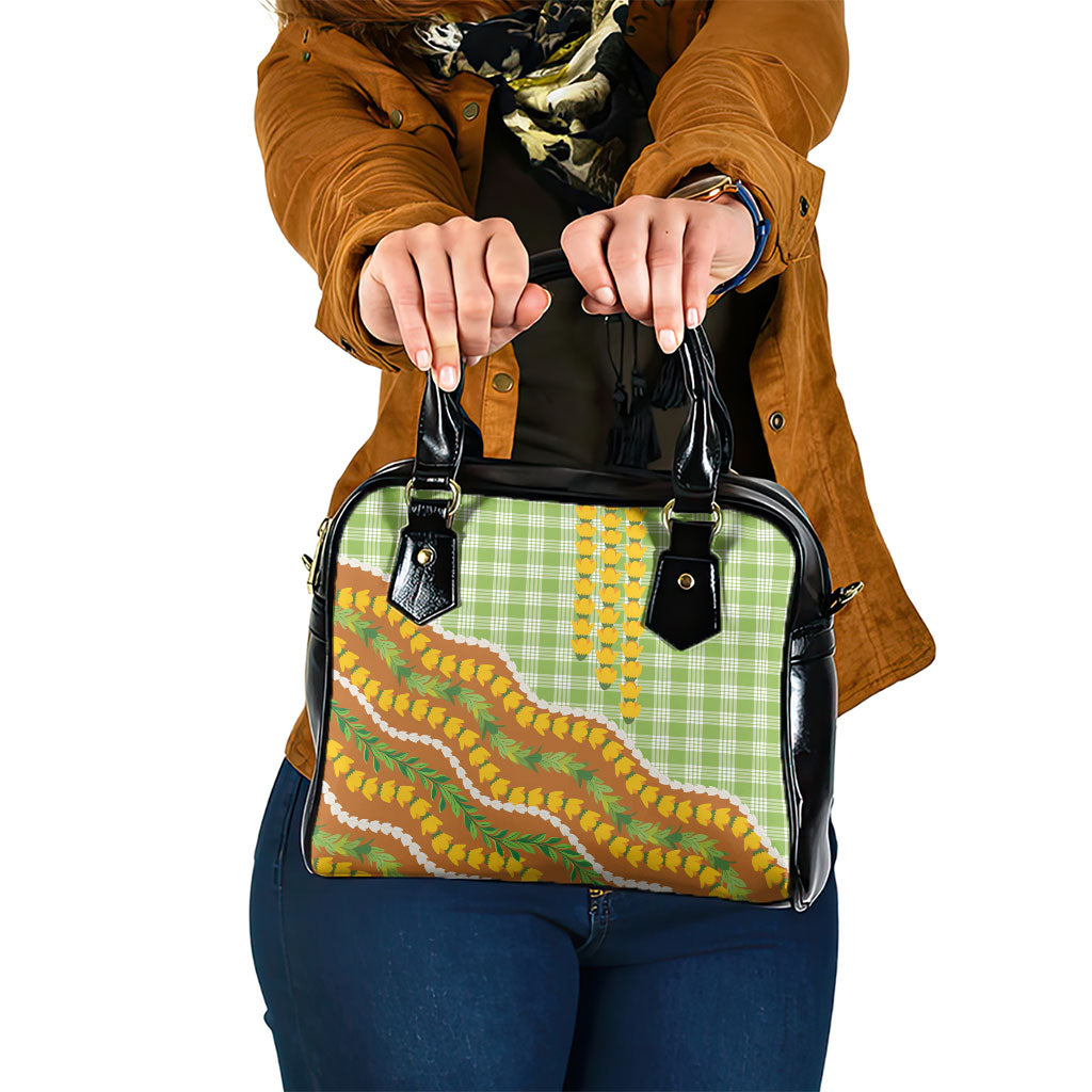 Hawaii Leis Palaka Motifs Shoulder Handbag Pikake Pakalana Maile Ilima Kakau Style