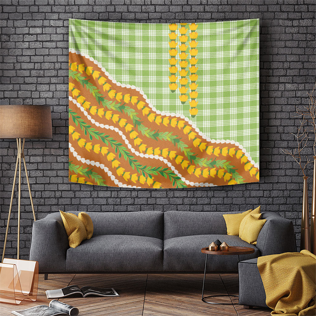 Hawaii Leis Palaka Motifs Tapestry Pikake Pakalana Maile Ilima Kakau Style LT14 Multicolor - Polynesian Pride