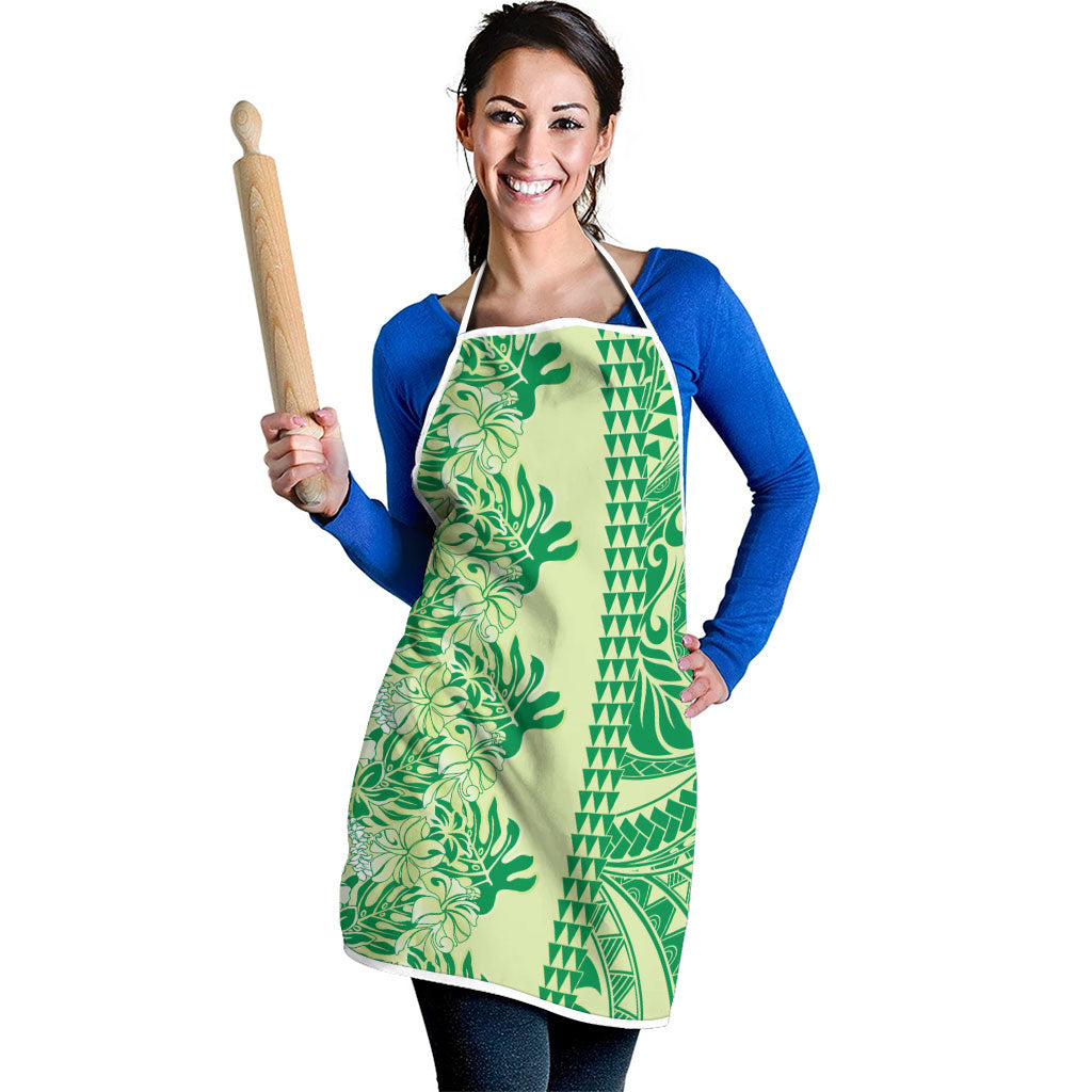 Lime Green Hibiscus Monstera Seamless Kakau Hawaii Apron LT14 - Polynesian Pride