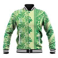 Lime Green Hibiscus Monstera Seamless Kakau Hawaii Baseball Jacket LT14 Unisex Lime Green - Polynesian Pride
